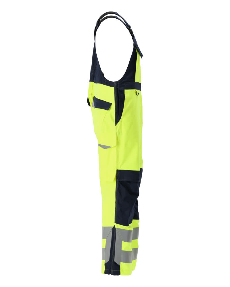 Latzhose mit Knietaschen MULTISAFE Hi-vis Gelb/Schwarzblau 76C52