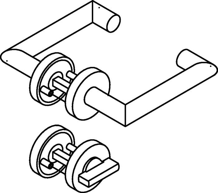 Frei-Besetzt-Garnitur HEWI Schlüsselrosette Edelstahl matt-geschliffen U-Form DIN links / rechts 162XAH02.530