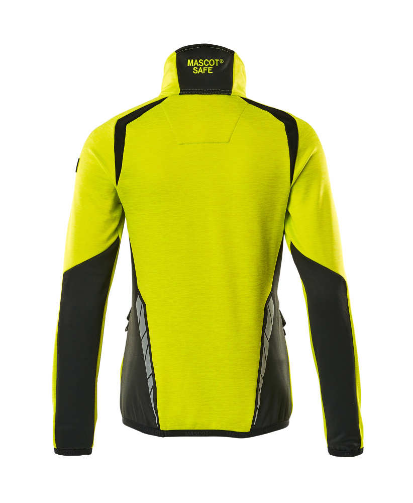 Damen-Passform Fleecejacke mit kurzem Reißverschluss ACCELERATE SAFE Hi-vis Gelb/Schwarz L