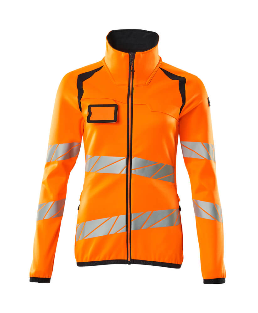 Damen-Passform Fleecepullover mit Reißverschluss ACCELERATE SAFE Hi-vis Orange/Schwarzblau 5XL