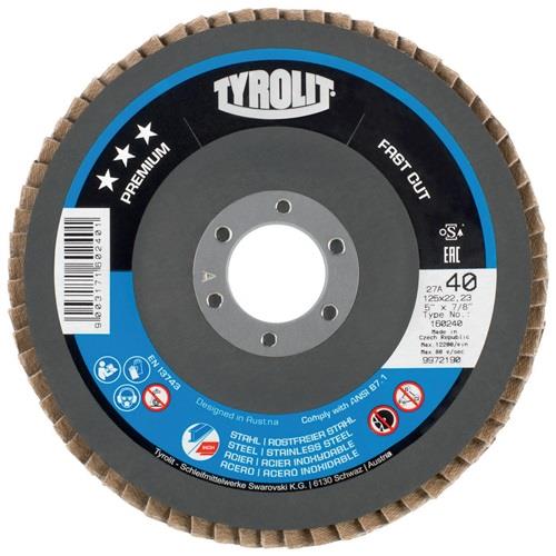 Fächerscheibe PREMIUM FASTCUT D.125mm K.60 gekr.Stahl,VA ZA-ZK