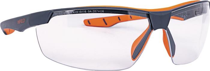 Schutzbrille Flexor Plus EN 166 Fassung: dunkelgrau-orange Scheibe: klar