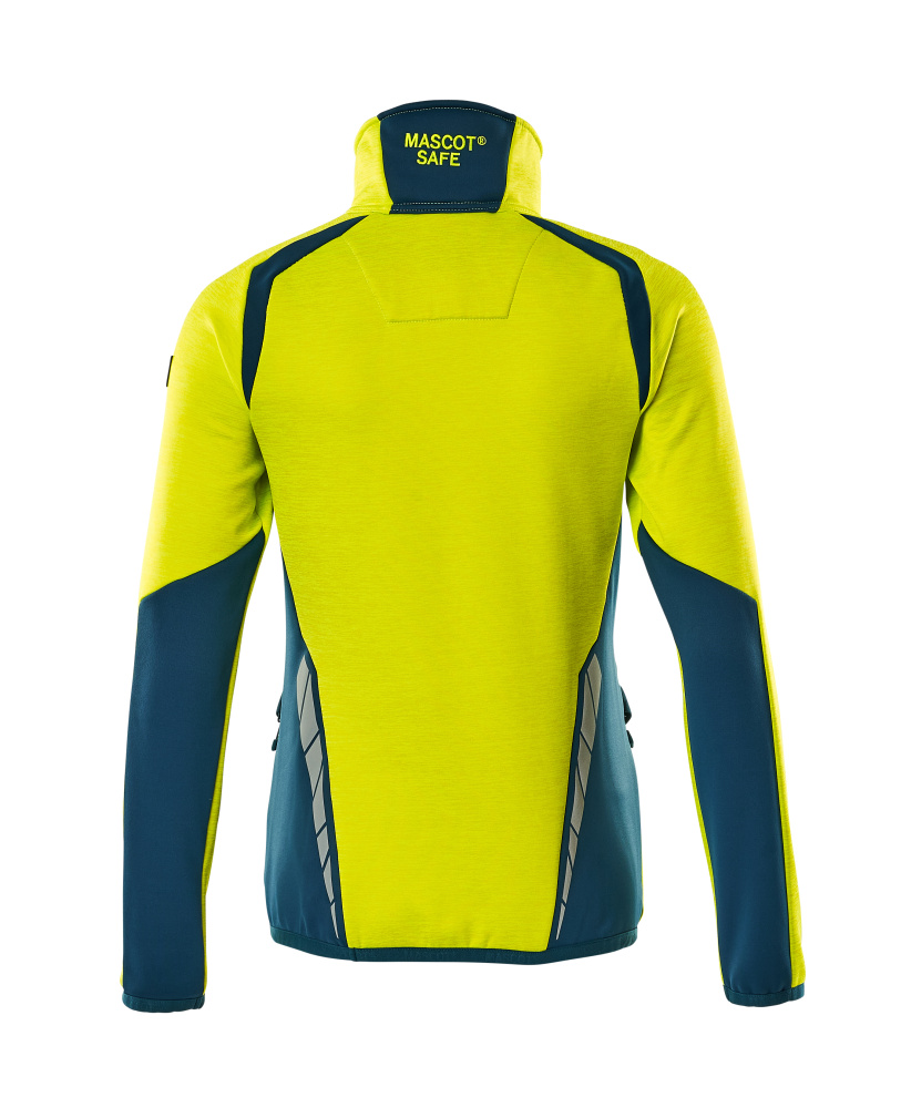 Damen-Passform Fleecejacke mit kurzem Reißverschluss ACCELERATE SAFE Hi-vis Gelb/Dunkelpetroleum L