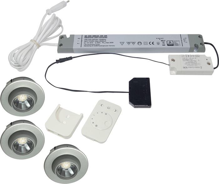 Einbauleuchten-Set Spot emotion 12 V 2 W Rahmenfarbe Aluminium L&S