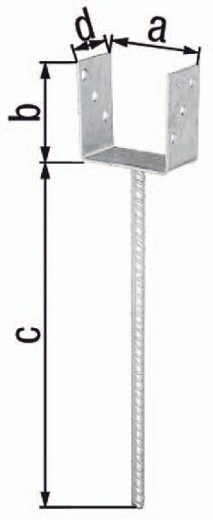 U-Pfostenträger ETA-10/0210 101x100x400x60mm feuerverzinkt mit extra langem Betonanker GAH