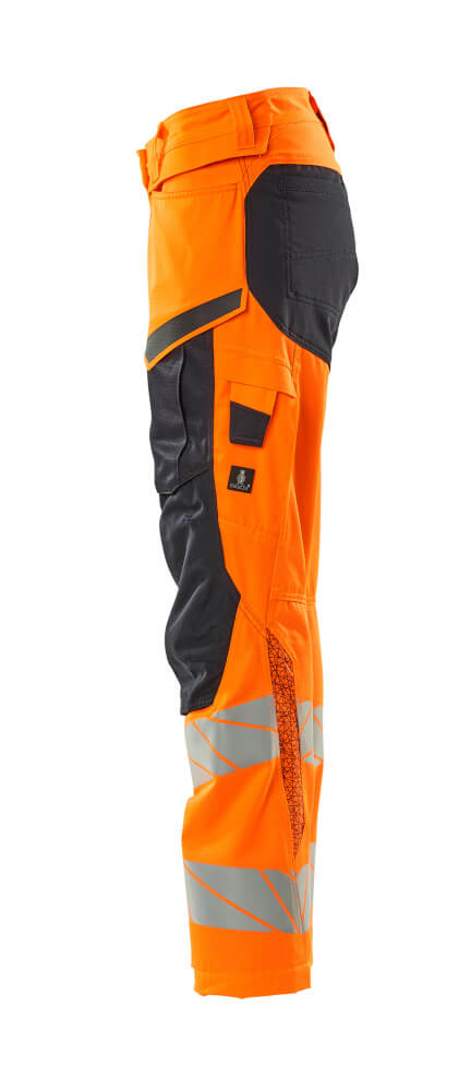 Damen-Passform DIAMOND Hose mit Knietaschen ACCELERATE SAFE Hi-vis Orange/Schwarzblau 82C50