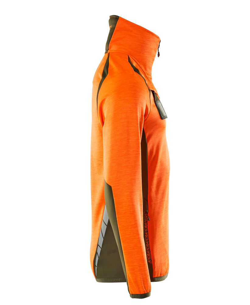 Fleecejacke mit kurzem Reißverschluss ACCELERATE SAFE Hi-vis Orange/Moosgrün L