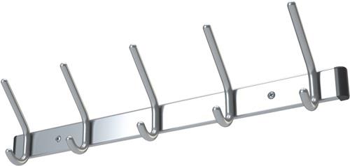 Wandgarderobe Alu.F1 naturf.5 Hut-/5 Mantelh.L.700mm Hakenabstand 150mm