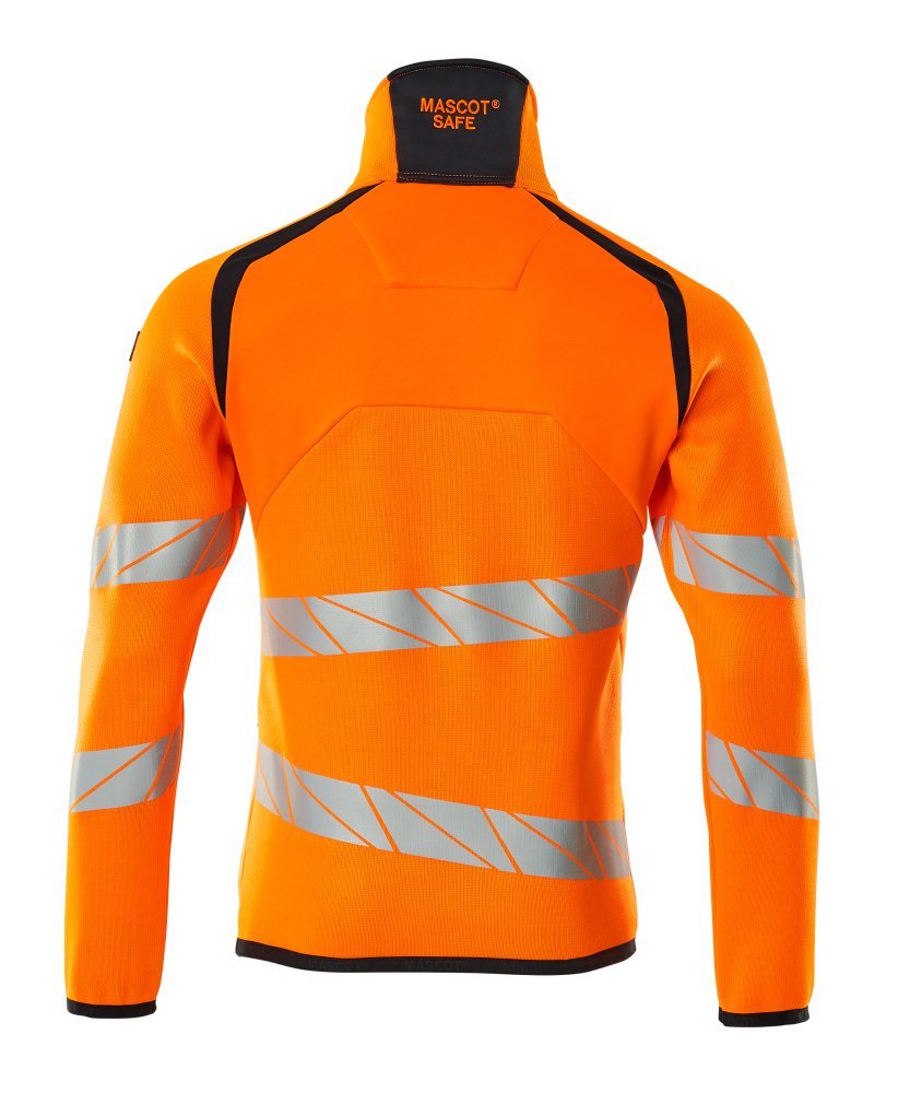 Strickpullover mit kurzem Reißverschluss ACCELERATE SAFE Hi-vis Orange/Schwarzblau 5XL