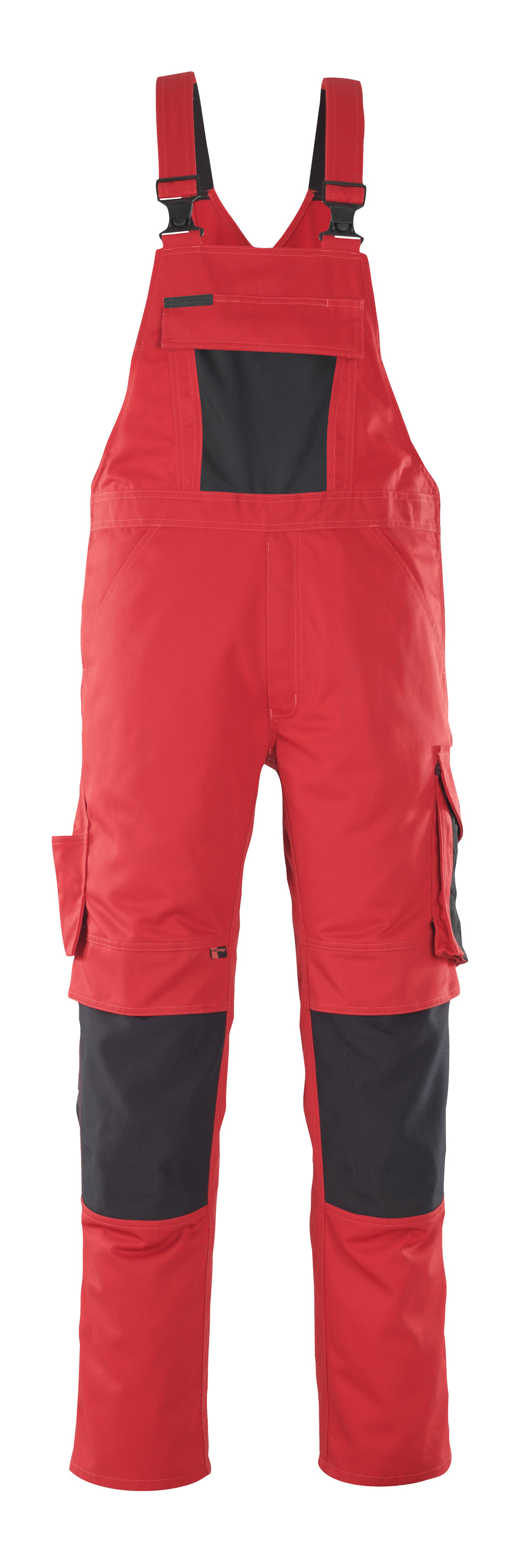 Latzhose mit Knietaschen UNIQUE Rot/Schwarz 76C48