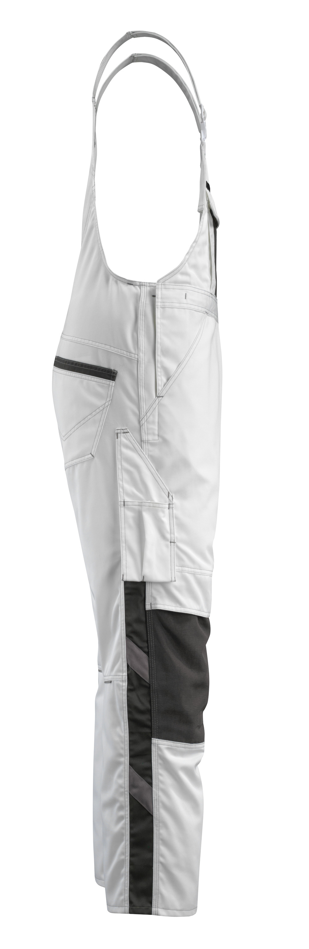Latzhose mit Knietaschen UNIQUE Weiß/Dunkelanthrazit 76C48