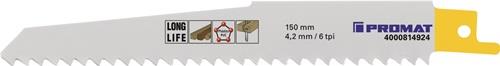 Säbelsägeblatt L.150mm B.19mm 4,2mm TPI 6 BIM gefr.,geschr.5 St./Karte PROMAT