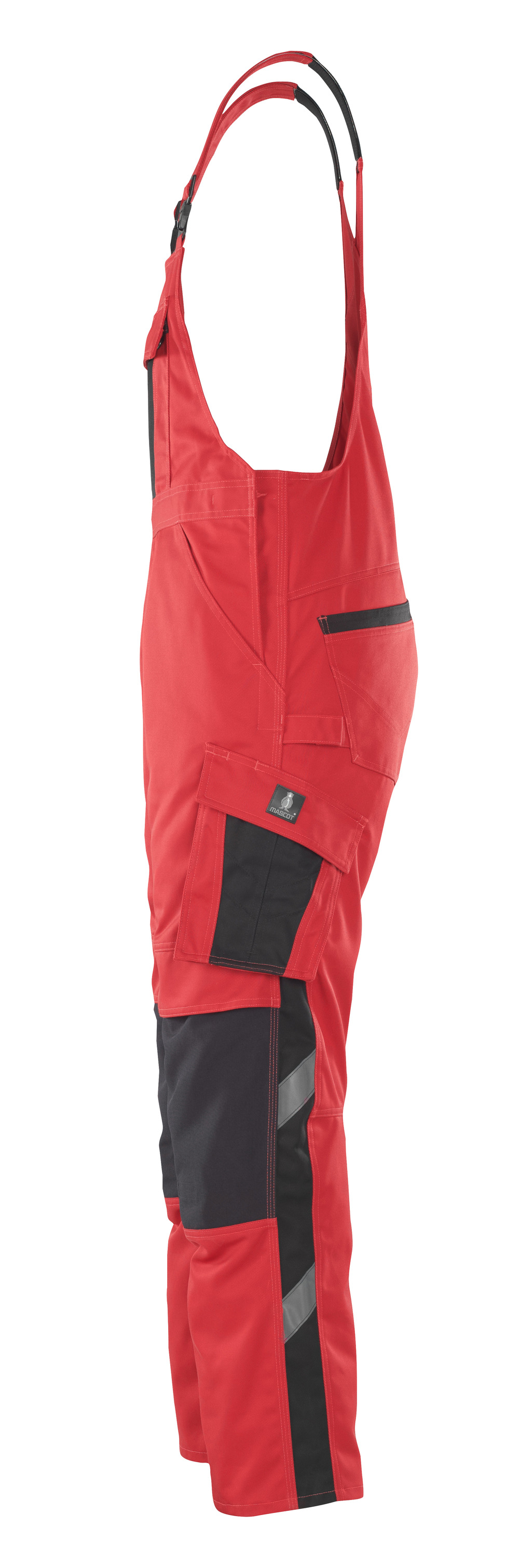 Latzhose mit Knietaschen UNIQUE Rot/Schwarz 76C48