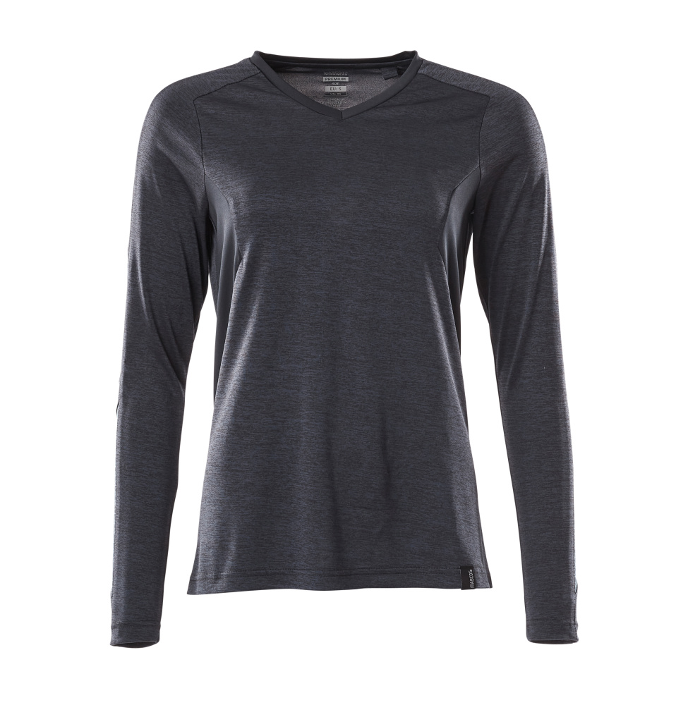 Damen-Passform T-Shirt, Langarm ACCELERATE Schwarzblau meliert M  ONE
