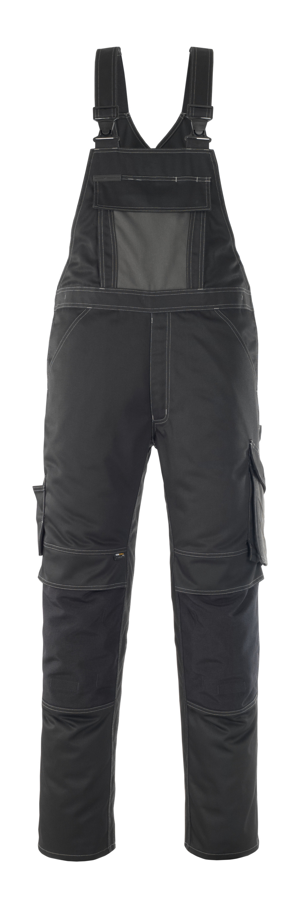 Latzhose mit Knietaschen UNIQUE Schwarz/Dunkelanthrazit 76C48