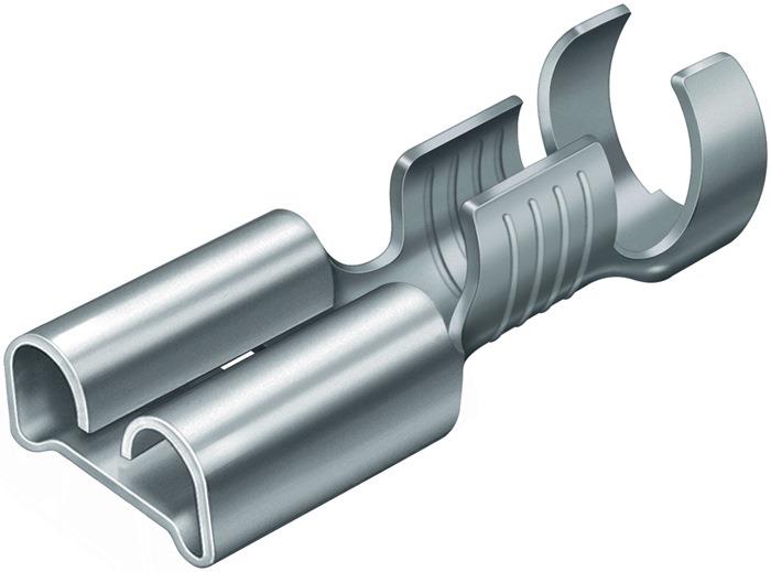 Crimpzange 0,1 - 2,5 (AWG 27 - 13) mm² unisolierte, offene Steckverbinder (2,8 + 4,8 mm Steckerbreite)