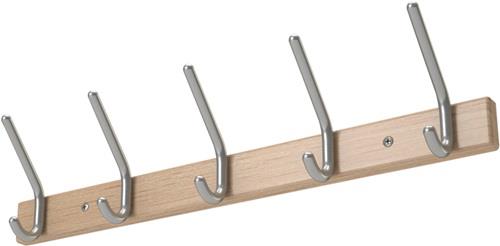 Wandgarderobe Holzprofil Buche 5 Hut-/5 Mantelh.L.700mm Hakenabstand 150mm