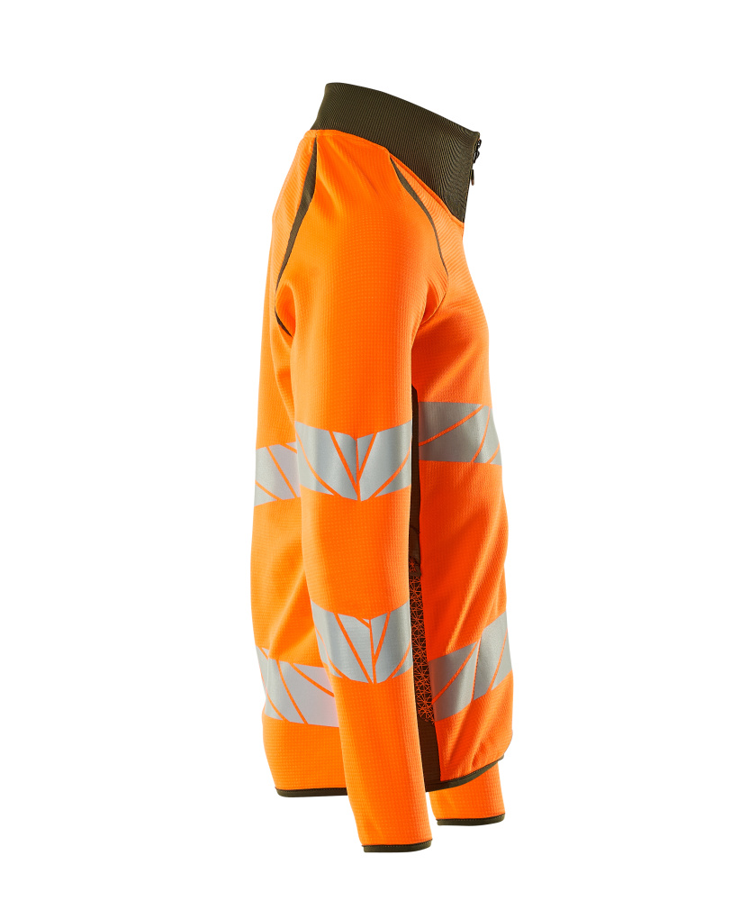 Sweatshirt mit Reißverschluss ACCELERATE SAFE Hi-vis Orange/Moosgrün 4XL