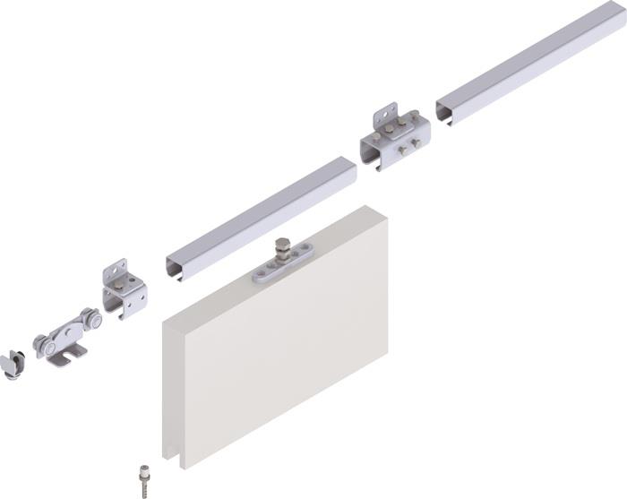 Schiebetorgarnitur Profil 100 Wand blau verzinkt Laufprofillänge 2000 mm Flügelgewicht max. 100 kg HELM