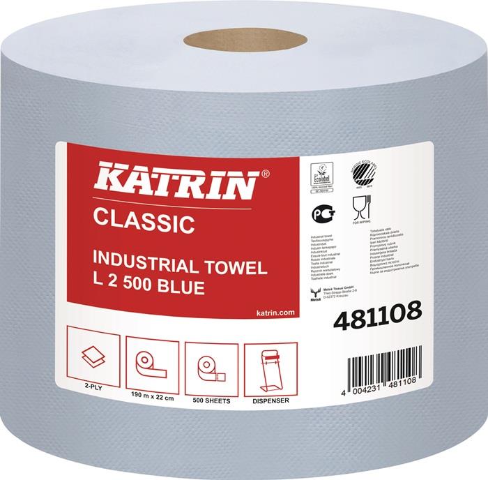 Putztuchrolle Katrin Classic L 2 L.ca.360 mmxB.ca.220 mm blau 2-lagig 2 RL/VE ELOS