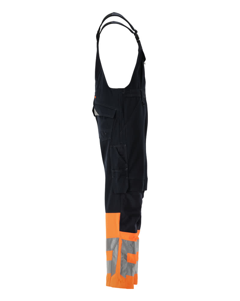 Latzhose mit Knietaschen SAFE SUPREME Schwarzblau/Hi-vis Orange 76C46