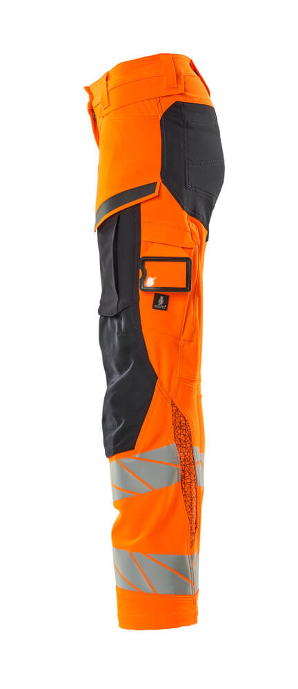 Damen-Passform DIAMOND Hose mit Knietaschen ACCELERATE SAFE Hi-vis Orange/Schwarzblau 82C50