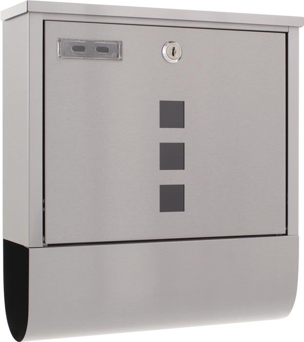 Briefkasten Costa Höhe 305 mm Breite 335 mm Tiefe 100 mm grau Edelstahl DIN C4 ROTTNER