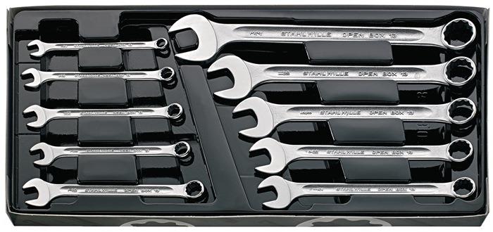 Ringmaulschlüsselsatz 10-teilig 8, 9, 10, 11, 12, 13, 14, 15, 17, 19 mm in Kartonverpackung mit Klarsichtdeckel