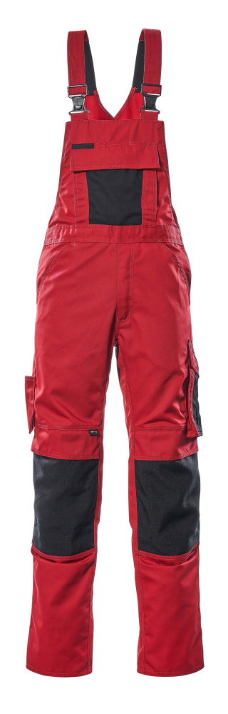 Latzhose mit Knietaschen UNIQUE Rot/Schwarz 76C48