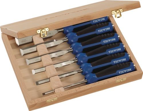 Stechbeitelsatz 6,10,12,16,20,26mm 2-K Heft.6-tlg.HO-Kasten TECWERK