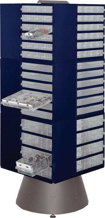 Drehturm B880xT880xH1600mm f.12 Schubladenmagazine Stahlblech dunkelblau RAACO