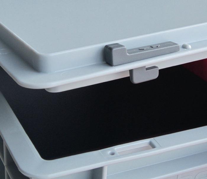 Schiebeverschluss grau passend für Transport- u. Stapelbehälter 10 St./Beutel LOCKWEILER