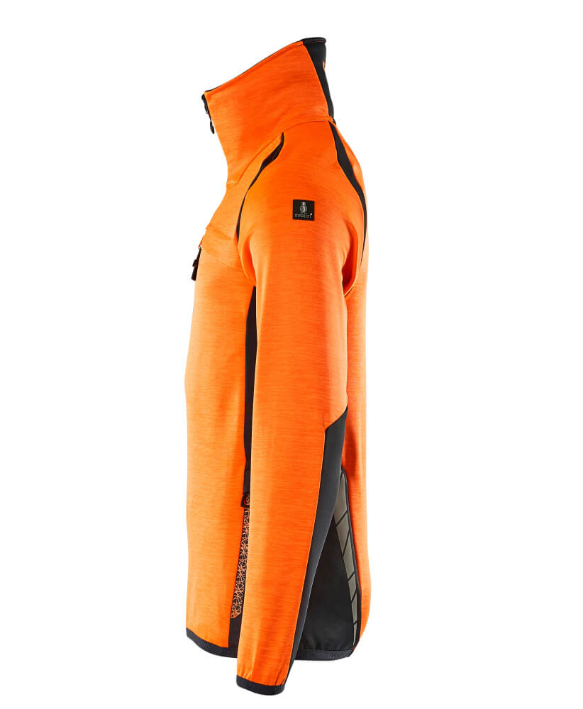 Fleecejacke mit kurzem Reißverschluss ACCELERATE SAFE Hi-vis Orange/Schwarzblau L