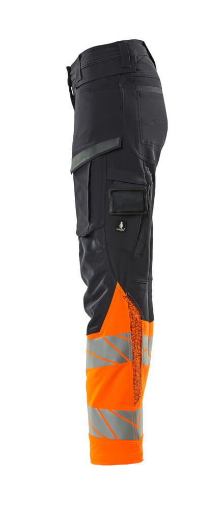 Damen-Passform DIAMOND Hose mit Knietaschen ACCELERATE SAFE Schwarzblau/Hi-vis Orange 82C50