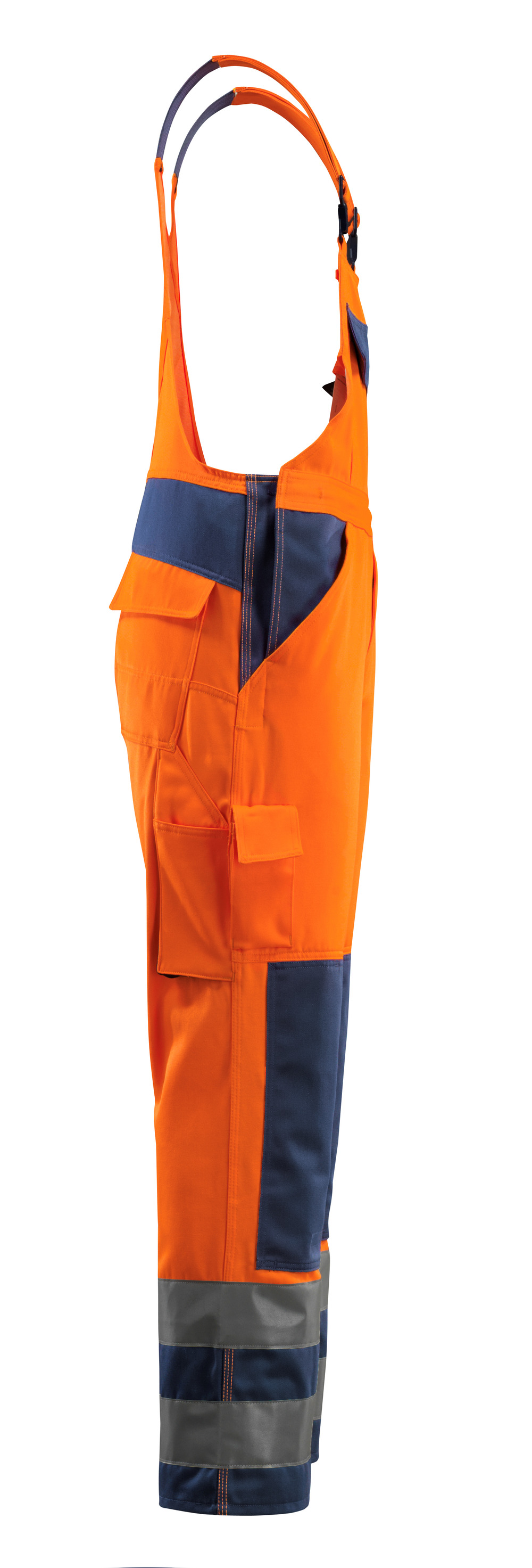 Latzhose mit Knietaschen SAFE COMPETE Hi-vis Orange/Marine 76C48