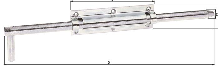 Bolzen-Stangenriegel Länge 400 mm Breite 57 mm Stahl Stahl galv. verz. dickschichtpassiviert Ausschub 120 mm GAH