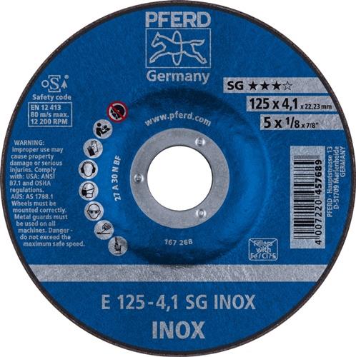 Schruppscheibe SG INOX D125xS4,1mm gekr.INOX Bohr.22,23mm PFERD