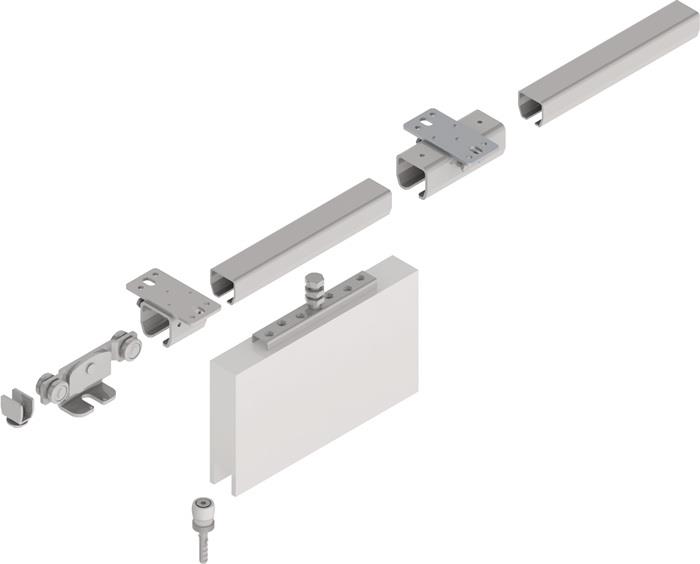 Erweiterungsset Schiebetorgarnitur SP400W001 verzinkt, blau Laufprofillänge 2000 mm Flügelgewicht max. 400 kg HELM