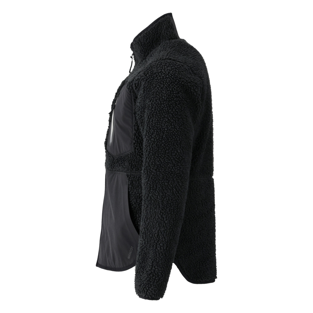 Faserpelz Jacke mit Reißverschluss CUSTOMIZED Schwarz XL