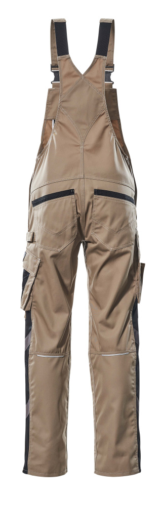 Latzhose mit Knietaschen UNIQUE Hellkhaki/Schwarz 76C48