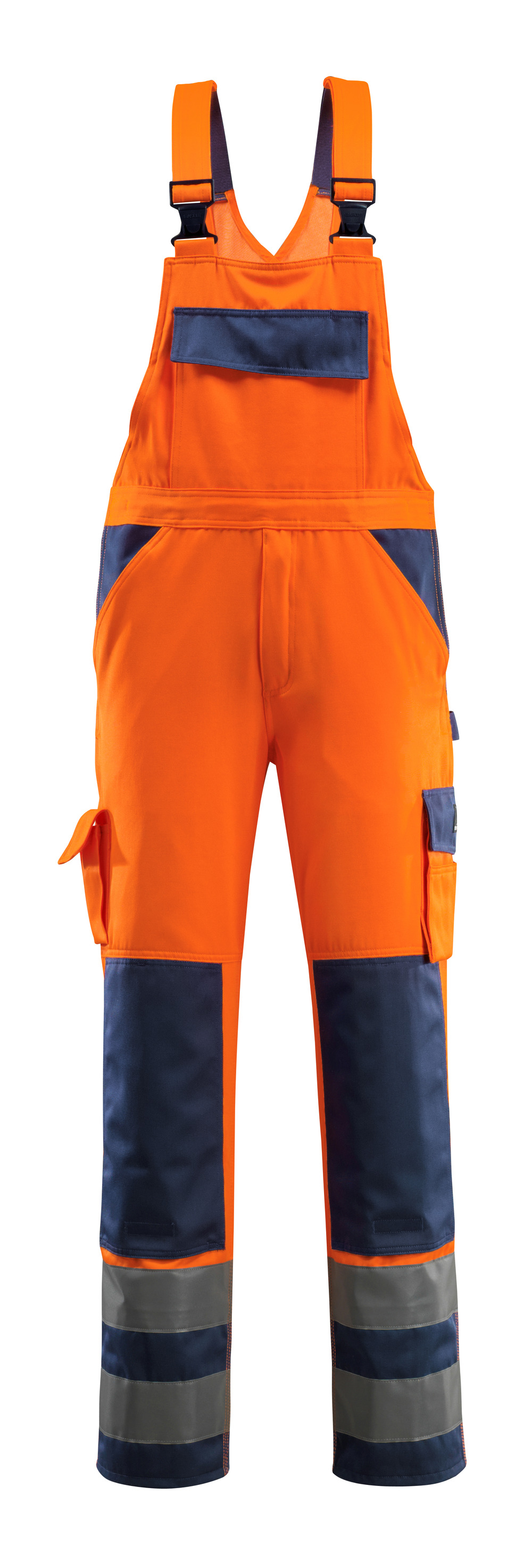 Latzhose mit Knietaschen SAFE COMPETE Hi-vis Orange/Marine 76C48