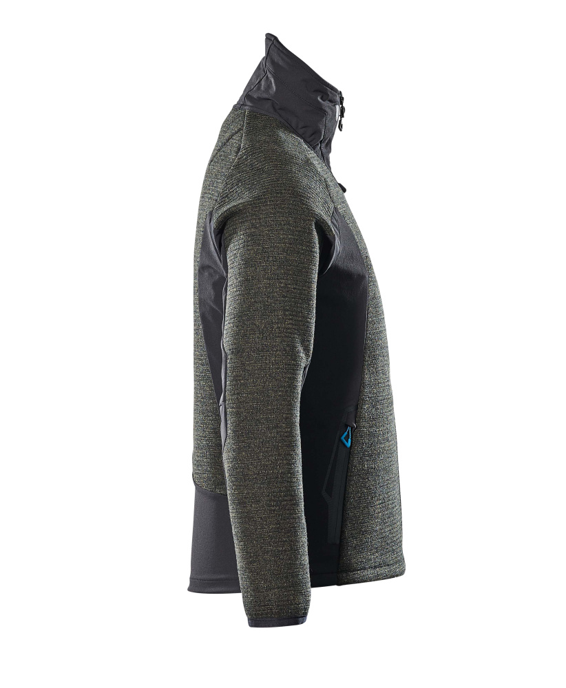 Strickjacke mit Reißverschluss ADVANCED Moosgrün/Schwarz M