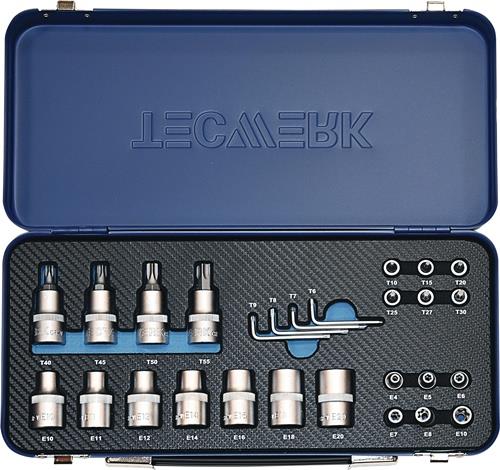 Steckschlüsselsatz 27-tlg.1/4+1/2 Zoll T10-T55/E4-E20 TECWERK
