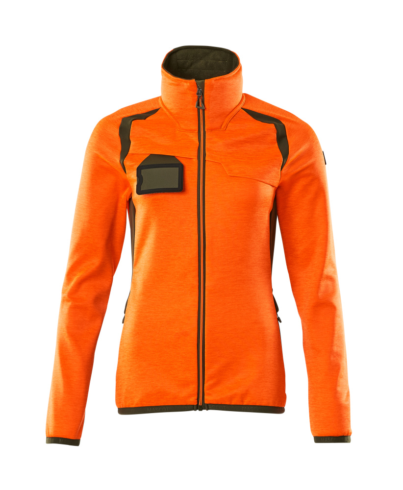 Damen-Passform Fleecejacke ACCELERATE SAFE Hi-vis Orange/Moosgrün L