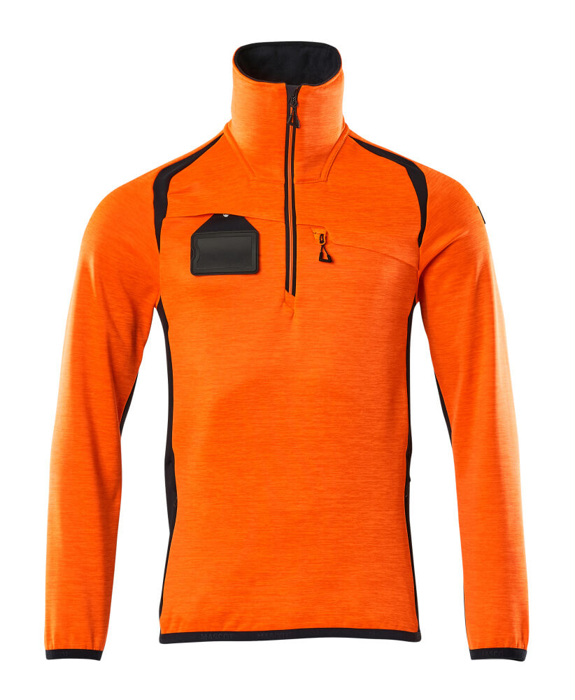 Fleecejacke mit kurzem Reißverschluss ACCELERATE SAFE Hi-vis Orange/Schwarzblau L