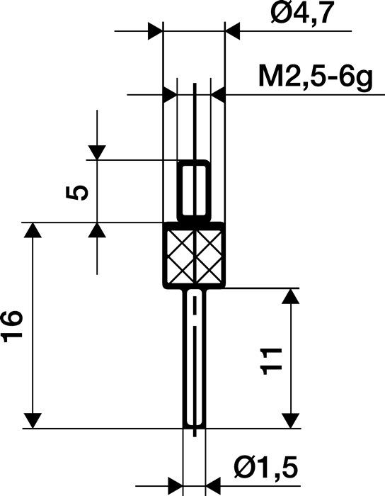 Messeinsatz passend zu Messuhren Stift Hartmetall 1,5 mm 11 mm