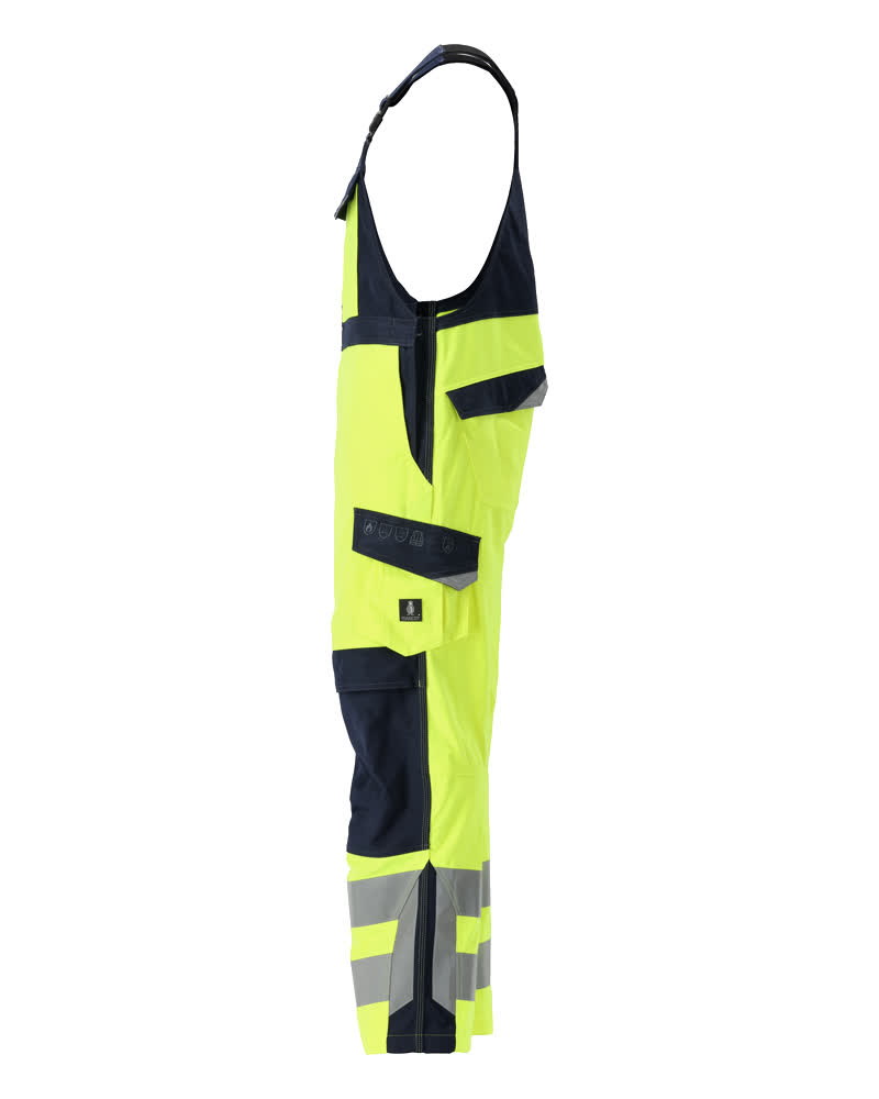 Latzhose mit Knietaschen MULTISAFE Hi-vis Gelb/Schwarzblau 76C52