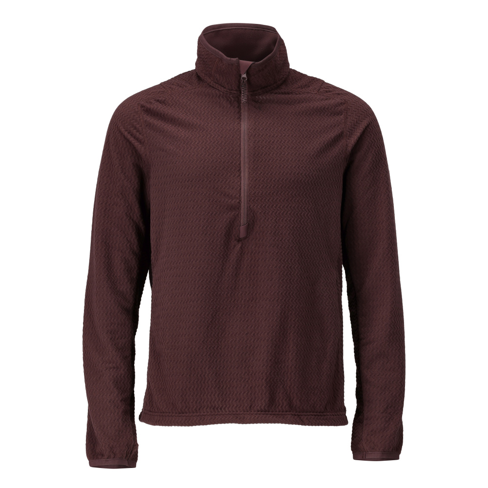 Microfleece Pullover mit kurzem Reißverschluss CUSTOMIZED Bordeaux XS