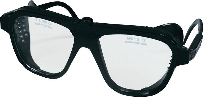 Schutzbrille EN 166 Bügel schwarz, Scheibe klar Nylon, Glas SCHMERLER
