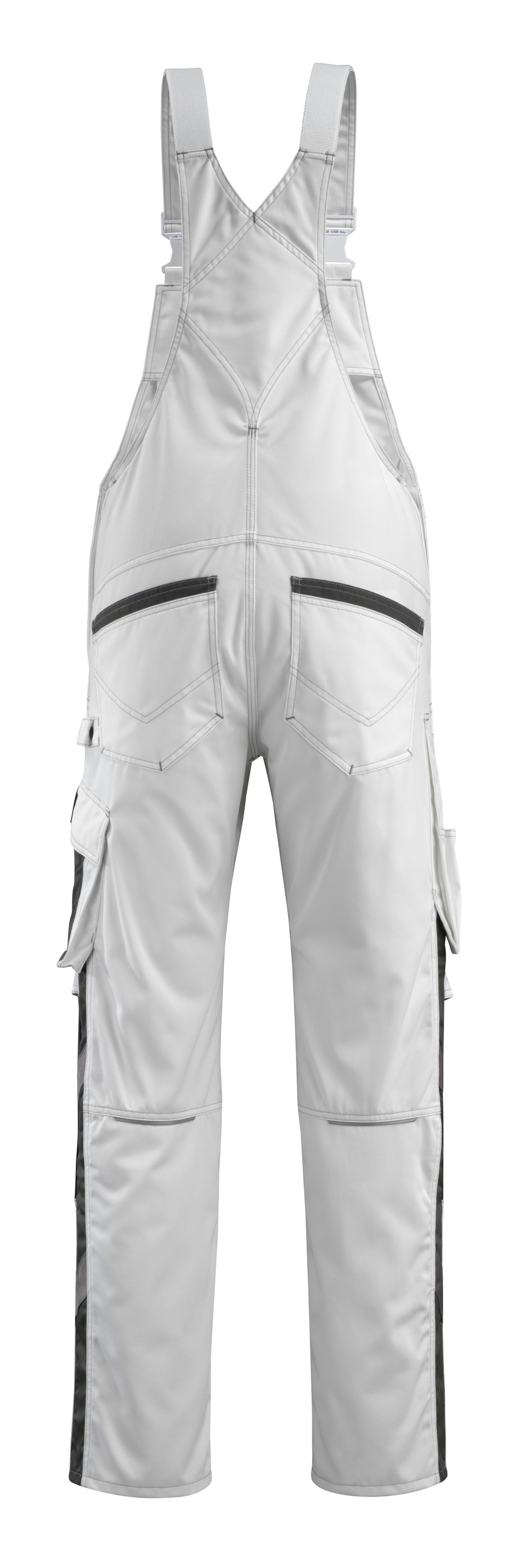 Latzhose mit Knietaschen UNIQUE Weiß/Dunkelanthrazit 76C48